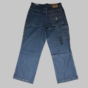 Y2k Rocawear Men's 38x32 Carpenter Baggy Wide Leg Light Blue Denim Jeans